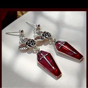 NWOT Rose Coffin Earrings